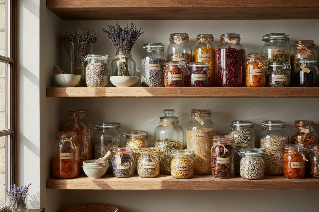 Come organizzare la dispensa d'estate: barattoli in vetro, ordine e un pizzico di slow living