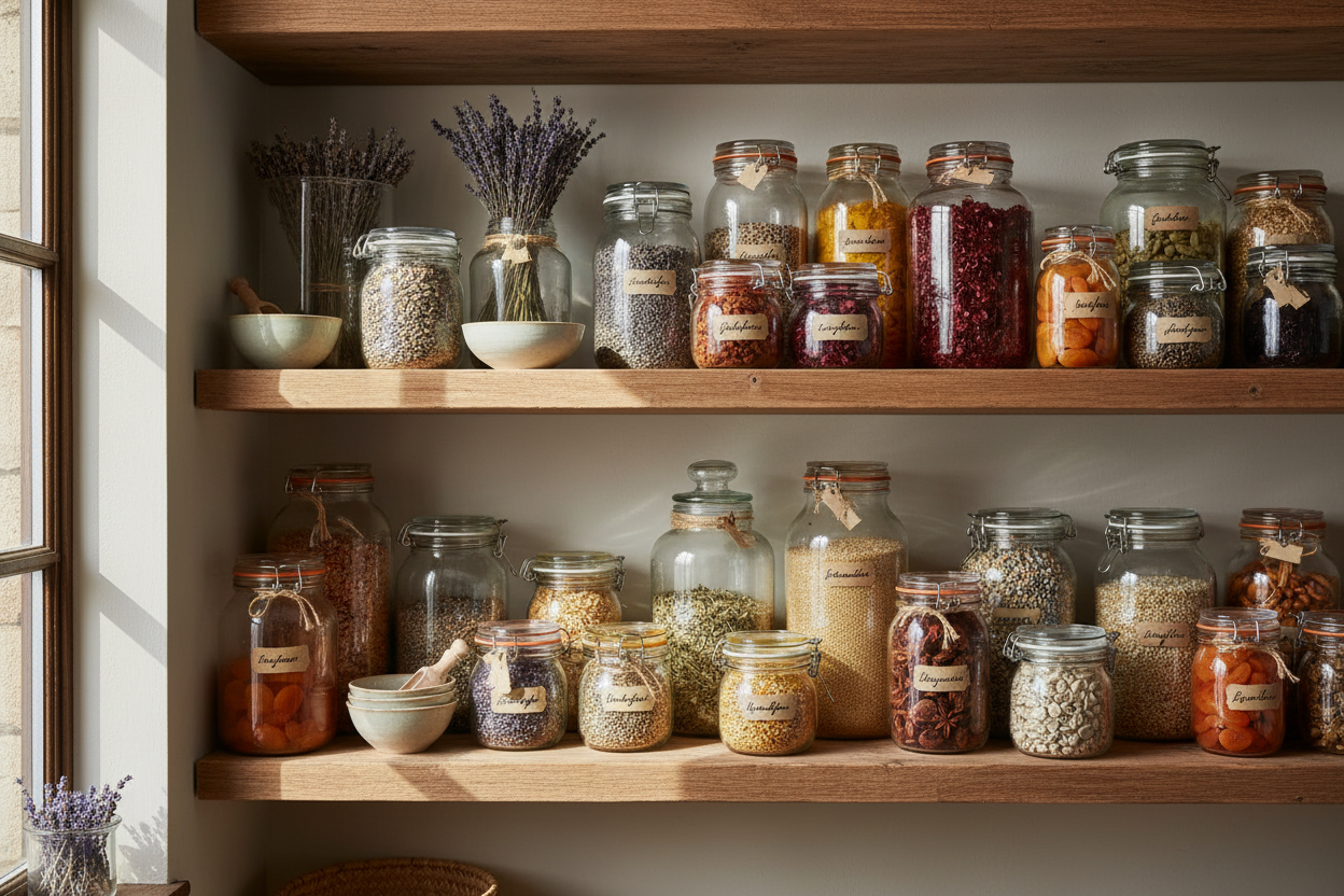 Come organizzare la dispensa d'estate: barattoli in vetro, ordine e un pizzico di slow living