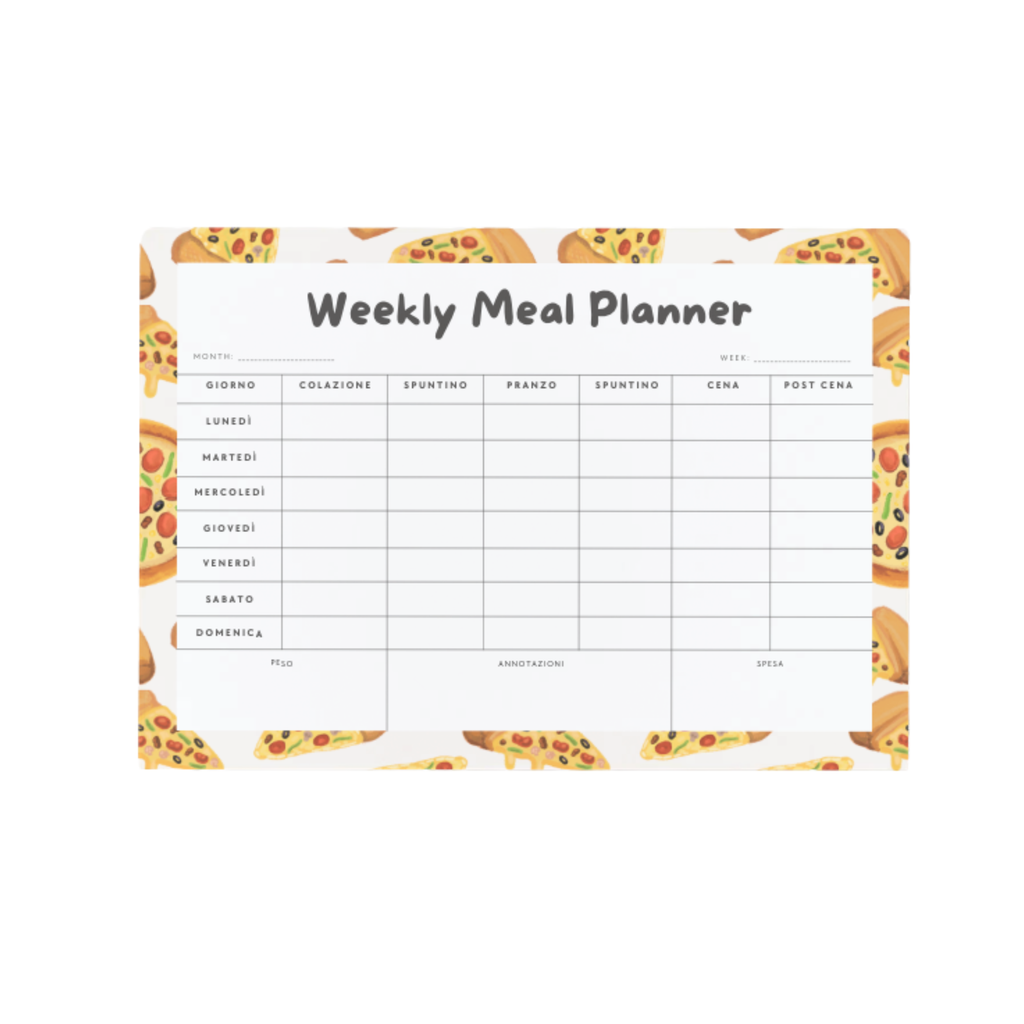Weekly Meal Planner Pizza