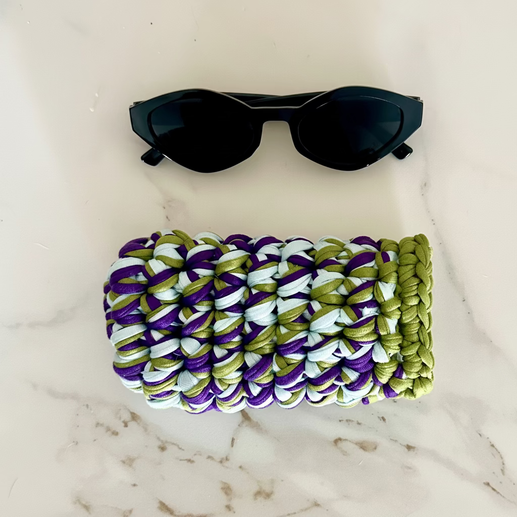 Astuccio Occhiali Crochet Multicolore Fatto a Mano